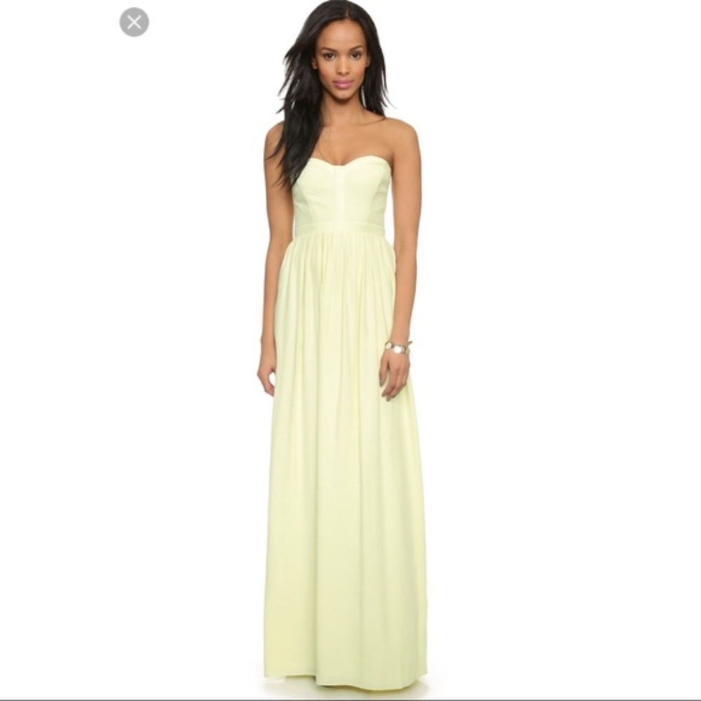 $308 Parker Ramsey Silk Strapless Dress 10 Yellow